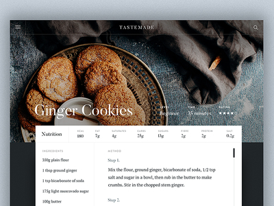 Recipe Page / Day 30 30dod food interface minimal minimalist recipe ui ux web design website