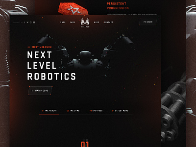 Mekamon Homepage brand clean dark experimental product robots techy ui ux web web design website