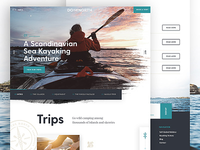 Kayaking Trip Site header interface kayaking textured travel typography ui ux water web web design website