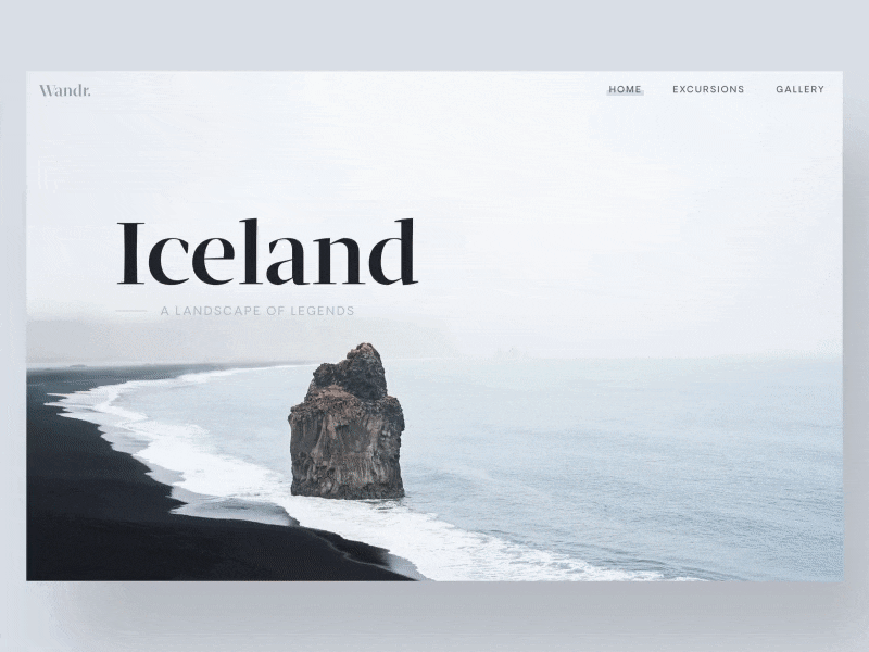 Wandr: Iceland Interaction Animation animation clean iceland interface minimal nordic photography travel ui ux web web design