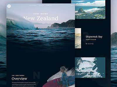 Surf Guide: New Zealand beach clean interface minimal new zealand photography serif surf travel ui web web design