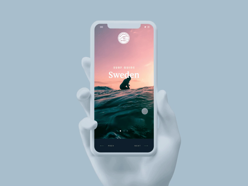 Surf Guide Mobile Swipe Distort after effects animation clay iphone x mobile surf transition ui ux web web design website