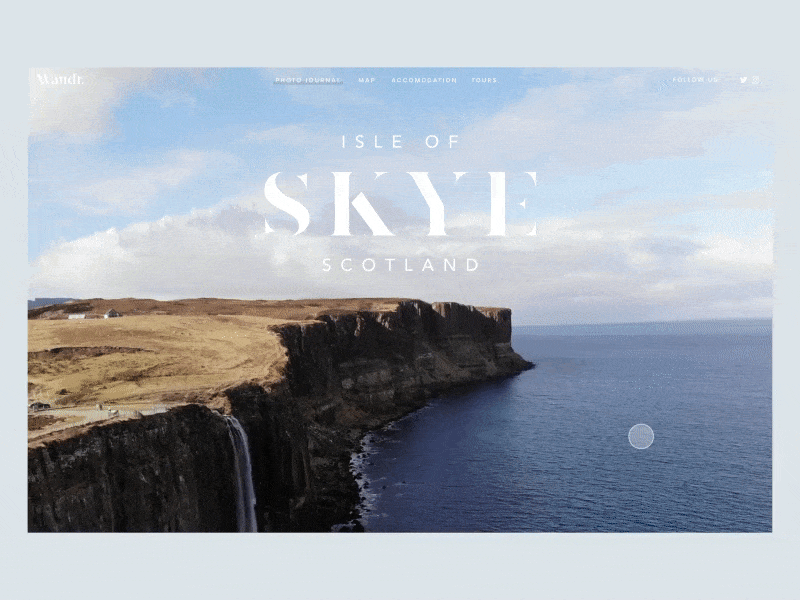 Wandr: Isle of Skye animation clean drone interface minimal scotland serif travel ui waterfall web web design