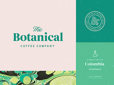 Botanical Coffee Branding brand branding coffee distressed lettering logo stamp type typography vintage