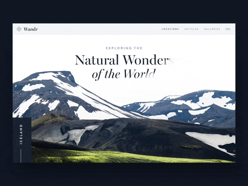 Natural Wonders Scroll after effects animation iceland interaction interface travel ui ux web web design website