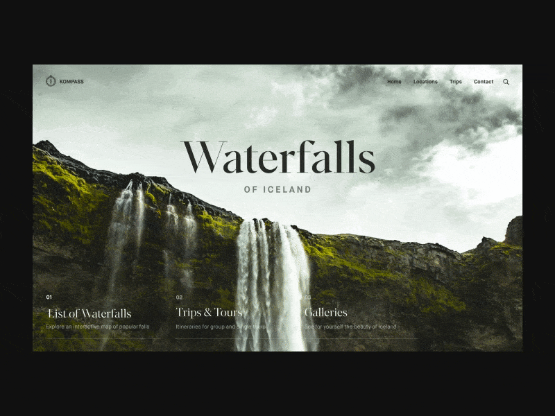 Waterfalls Scroll Distort Effect after effects animation clean interaction interface landing page ui ux web web design website