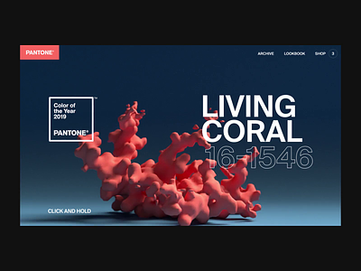Pantone Color of the Year: Living Coral after effects animation cinema4d coral design interaction interface landing page octane pantone ui ux web web design website x-particles