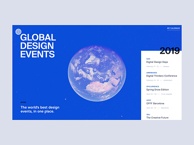 Global Design Events 🌎 after effects animation clean earth interaction interface landing page map minimal ui ux web web design website