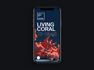 Pantone: Living Coral Mobile Interaction after effects animation clean design interaction interface landing page octane pantone ui ux web web design website x particles