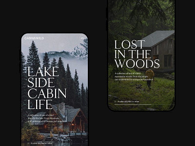 Cabin&Wild Mobile Screens clean interaction interface landing page minimal mobile mobile ui photography travel type typography ui ui design ux web web design website