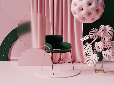 Pastel Pink Lighting & Material Study 3d 3d artwork c4d chair cinema4d cinema4dart colourful design octane product product imagery render still life