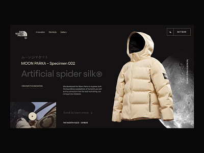 North Face x Spiber Moon Parka Concept branding clean fashion grid interaction interface landing page layout moon ui ux web web design web designer website