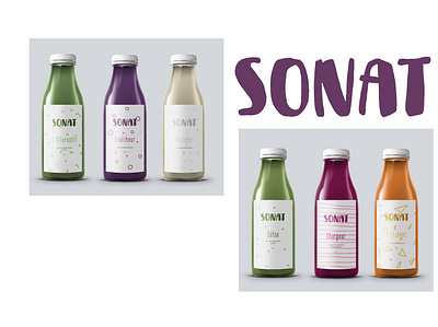 Packaging jus de fruit & légumes SONAT branding design graphic design graphisme illustration mise en page packaging