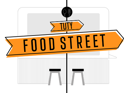 Food Street LOGO 2d advertising app branding cafe design food graphic design illustration logo minimal ui