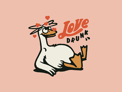 LOVE DRUNK GOOSE apparel clothing duck goose graphic design hand drawn illustration love vector vintage