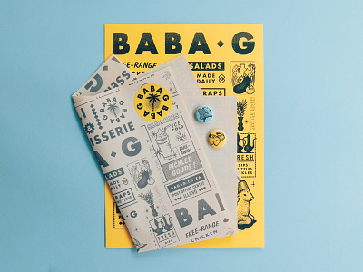 Baba G Brand Identity brand identity branding chicken design eat food graphic design halftone illustration lamb logo restaurant stickers take away take out texture