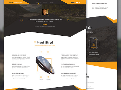 Stryd clean homepage icon infographics interface menu outdoors running sport testimonial ui webdesign