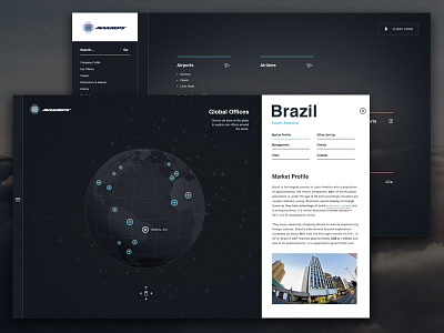 Aviareps Concepts brand clean corporate dashboard globe homepage interactive interface layout ui web website