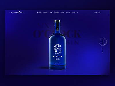 6 O'Clock Gin Landing bottle branding gin homepage interface landing layout logo product ui web website