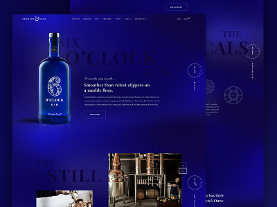 6 O'Clock Gin bottle branding gin homepage interface landing layout logo product ui web website