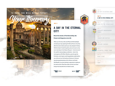 Itinerary Preview adventure badge homepage interface itinerary layout nature outdoors retro ui web website