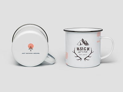 Buck Wild Camping Mug adventure branding buck wild camping icon logo minimal mug pattern product travel