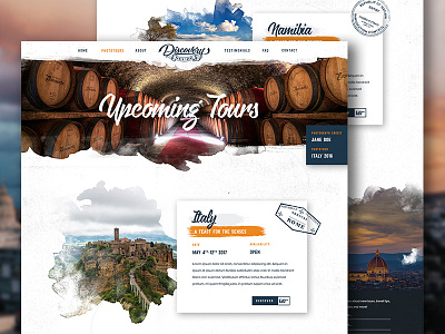 Upcoming Tours - Discovery Photo Tours adventure homepage icons interaface layout nature outdoors retro stamp travel ui website