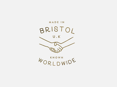 Made In Bristol badge bristol crest gold handshake icon illustration logo minimal pride stack worldwide