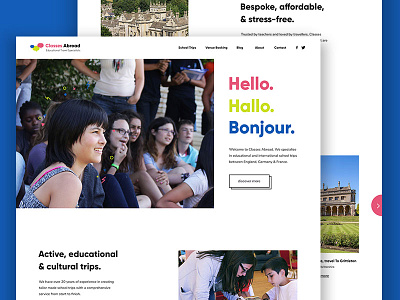 Classes Abroad Homepage broken grid daily ui education homepage minimal school travel web design website