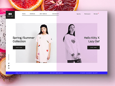 Lazy Oaf daily ui fashion homepage interface minimal split screen ui daily web design website