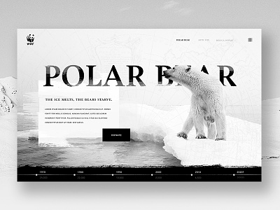 WWF Polar Bear black campaign charity fundraiser homepage polar bear timeline website white