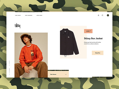 Stussy Concept apparel camo clothing fashion homepage online store shop streetwear stussy web design