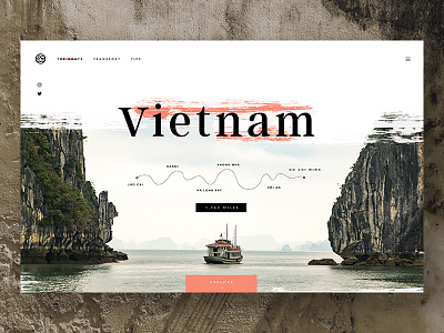 Vietnam Travel Page adventure asia backpacking hero homepage journey map texture travel ui vietnam web design