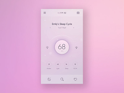Sleep Cycle App app baby button control controls cycle dial icons minimal pink sleep temperature