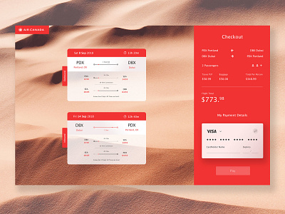 Air Canada Booking Concept airline booking form payment plane ticket travel ui visa web design