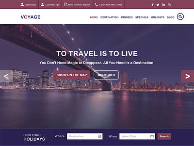 Travelsite Single Page app branding design illustration ux vector