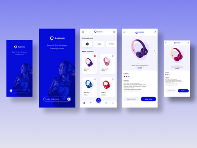 E-commerce UI design for wireless headphone.