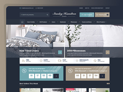 Textile Company Ui / Ux Design art clean dark design flat layout linens mobile modern pillowcases textile ui ux web