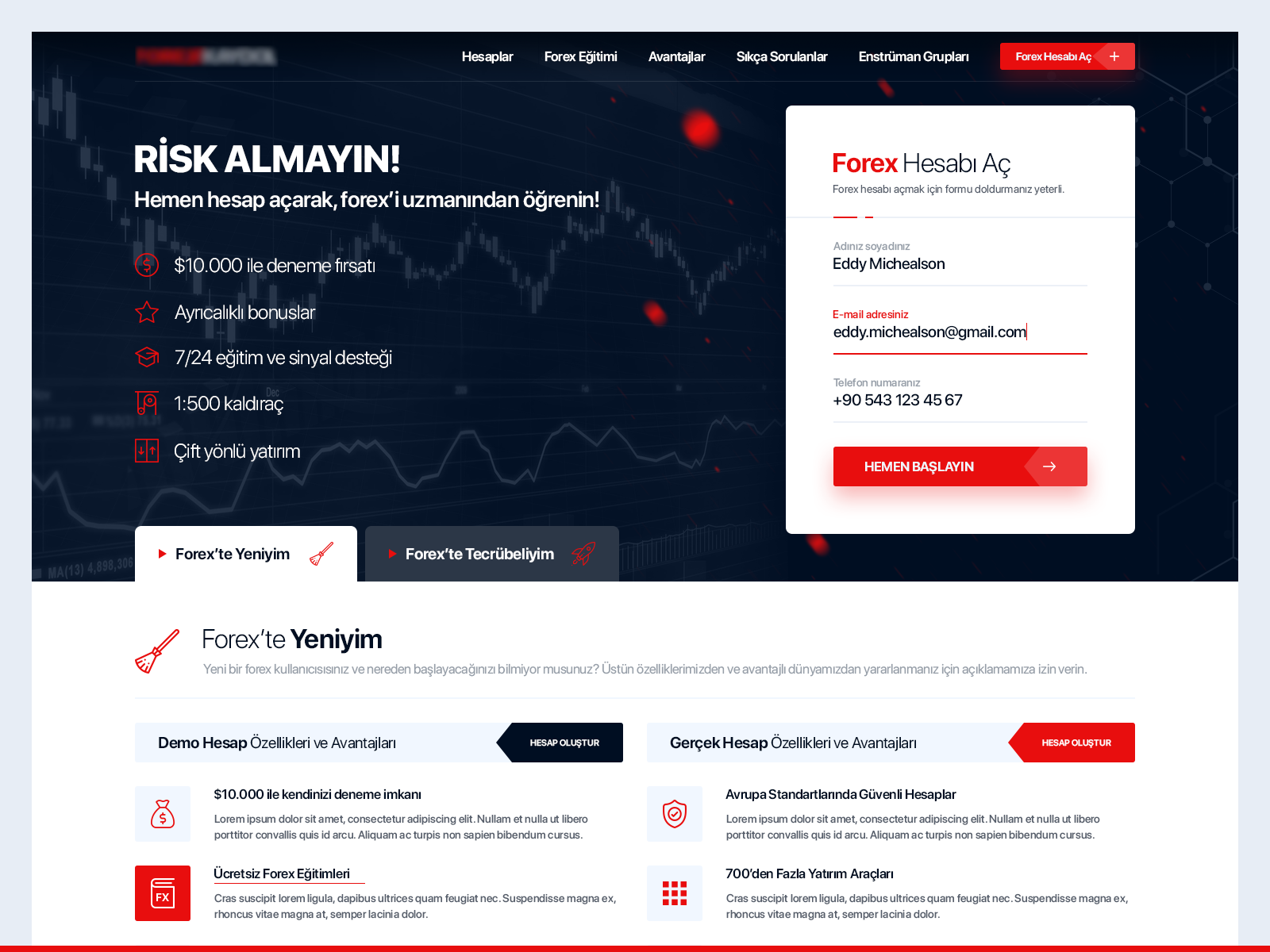 landing page for forex trading