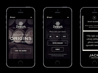 Project for Dewars Whisky brand design digital experience interface mobile web whisky