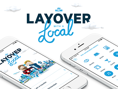 KLM – Layover with a Local air airline app design interface klm layover logo service ui