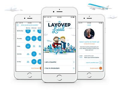 KLM - Layover with a Local - App air airline app design interface klm layover local service ui ux