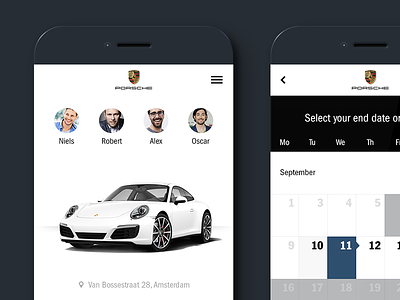 Share a Porsche a app booking calendar design interface porsche service share