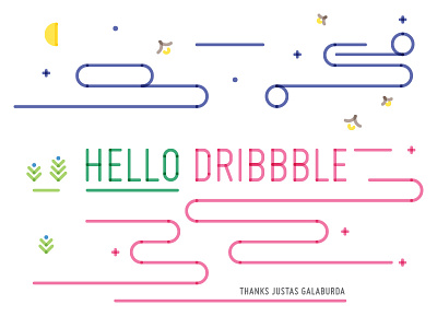 Hello dribbble! debut firefly first hello mistery nature night