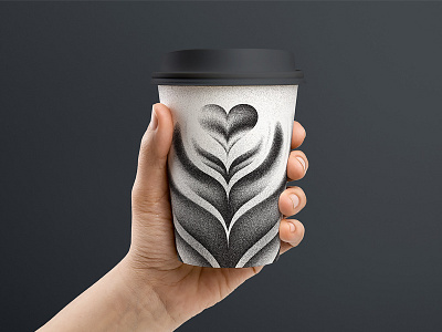 Love coffee? art coffee cup design grey hand latte print