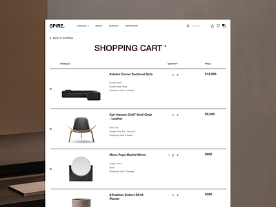 Shopping cart cart design e-commerce furniture minimalism shopping uidesign uxui web webdesign website