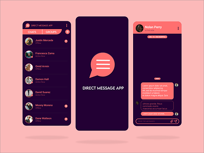 Direct Message App 014 app appdesign daily 100 challenge dailyui dailyui014 dailyuichallenge design ui uidesign ux