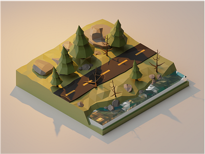 Forest road 3d blender forest