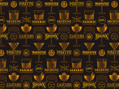 UES Bar Wallpaper bar cocktails design illustration manhattan martini negroni sazerac wallpaper