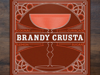 Brandy Crusta Coaster bar bartender booze cocktails design illustration lettering new orleans typography